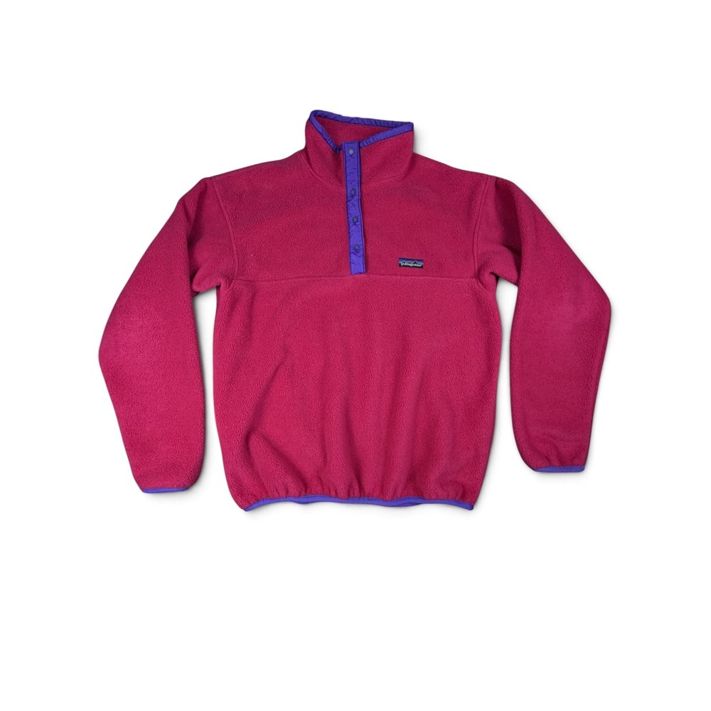 Patagonia Synchilla Snap-T Fleece Sweater Magenta Pink Girls 12 Vintage Canada